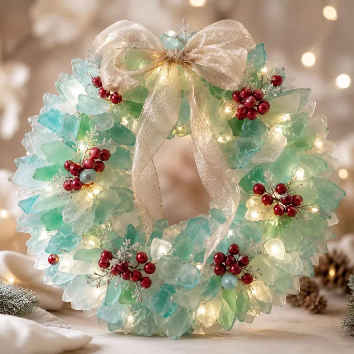 🎁Last Day 50% OFF✨-🎅 Lighted Sea Glass Santa DIY Kit for Easy, Festive Christmas Decorating ✨