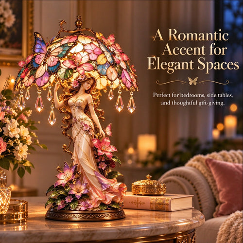 🦋Last day Promotion 🔥-🌸 Enchanted Butterfly Garden Lady Glowing Flower Lamp ✨