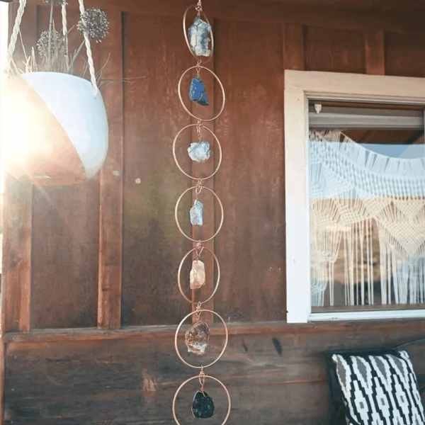 ✨ Raw Crystal 7 Chakra Gemstone Wall Decor – Natural Healing Crystal Hanging