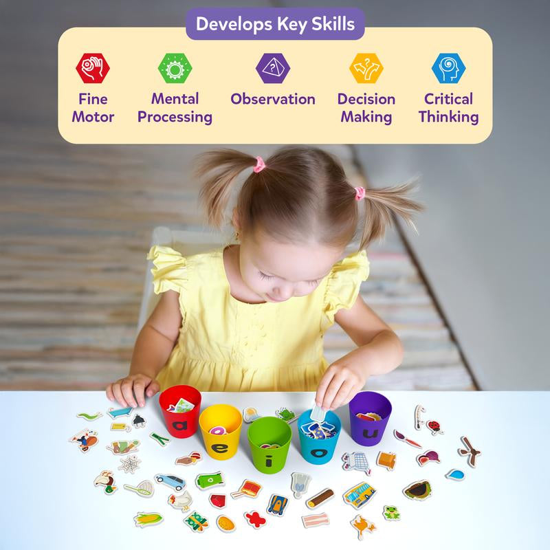 🔤 Last Day 50% OFF✨-📚Phonics Vowel Classification Toy (100+ Picture Cards) — Suitable for Kindergarteners Aged 4–7 🧩