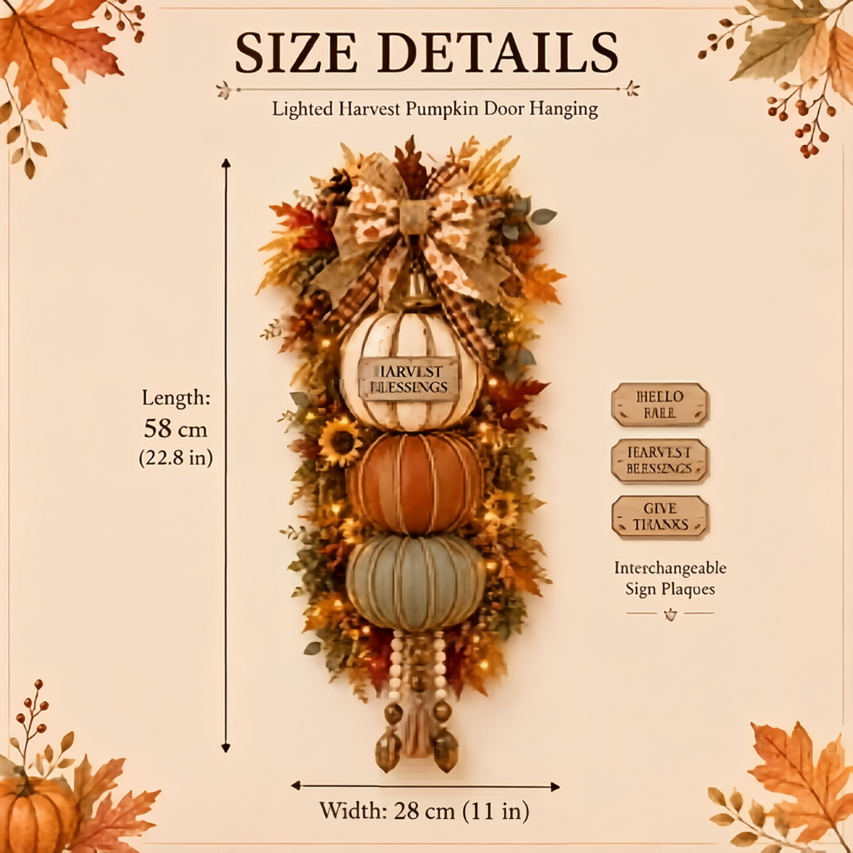 🎁 Last Day 50% OFF✨-🎄Lighted Stacked Pumpkin Fall Door Decorfor Cozy Autumn Home Entryway Charm 🍂