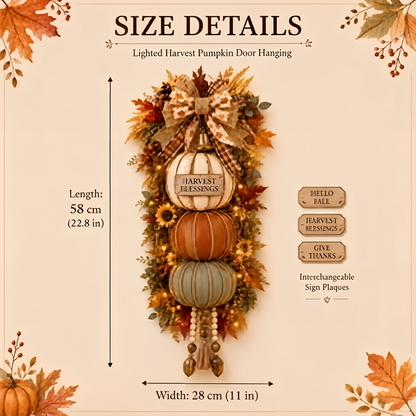 🎁 Last Day 50% OFF✨-🎄Lighted Stacked Pumpkin Fall Door Decorfor Cozy Autumn Home Entryway Charm 🍂