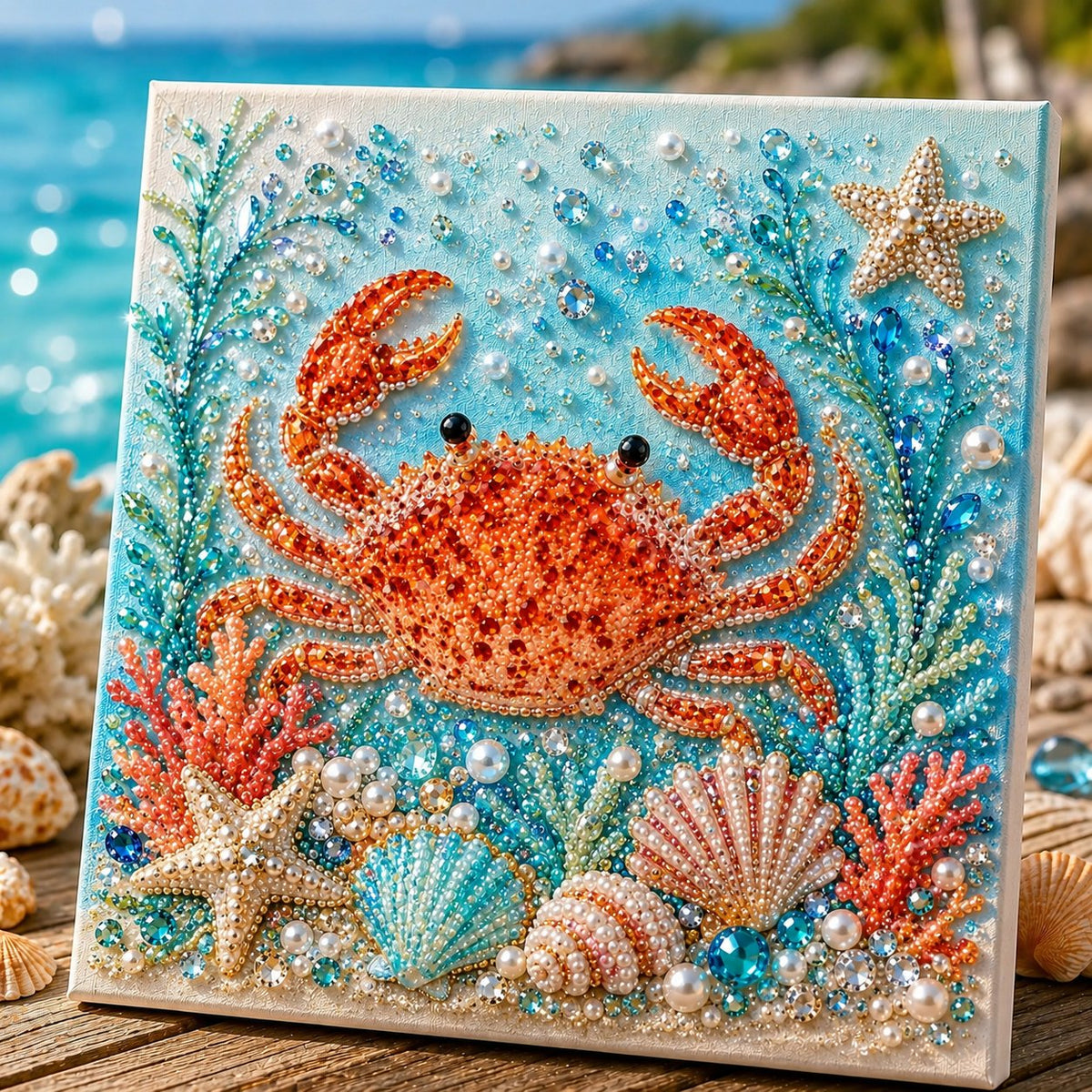 🌊✨ Ocean-Themed Pearl Art DIY Kit — Create Enchanting Coastal-Style Art