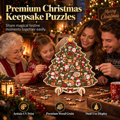 🔥 Last Day 50% OFF✨-🧩Wooden Christmas Puzzle with Stand – 8 Festive Designs to Build & Display 🎄