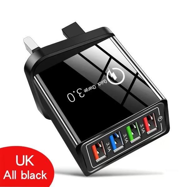⏰Last day Promotion 🔥-⚡ AI-GaN 4-Port Fast Charger – Quick Charge 3.0 Smart Power Hub for Multi-Device Charging🔋