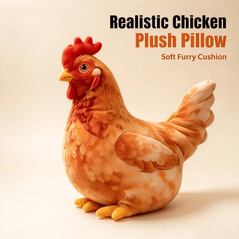 🐔Last day Promotion 🔥-☁️ Realistic Chicken Plush Pillow – Cute Cozy Farmhouse Decor Cushion 🏡