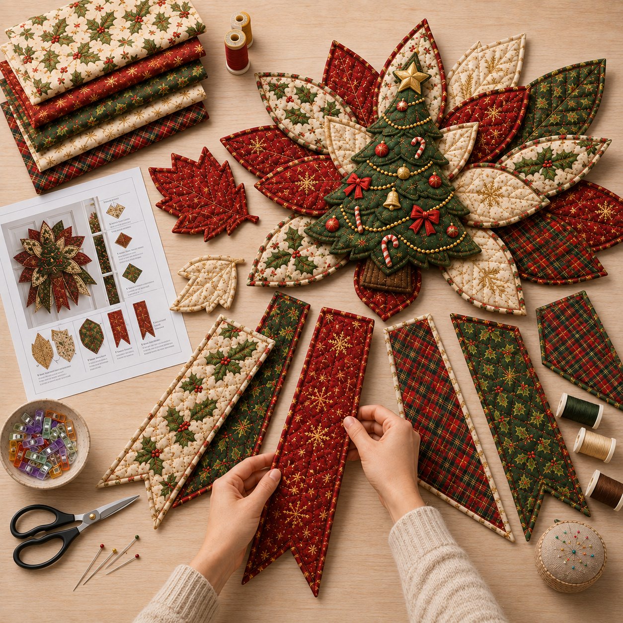 🎉 Holiday Celebration 50% OFF 🎄 – Festive Quilted Christmas Door Hanging DIY Sewing Kit