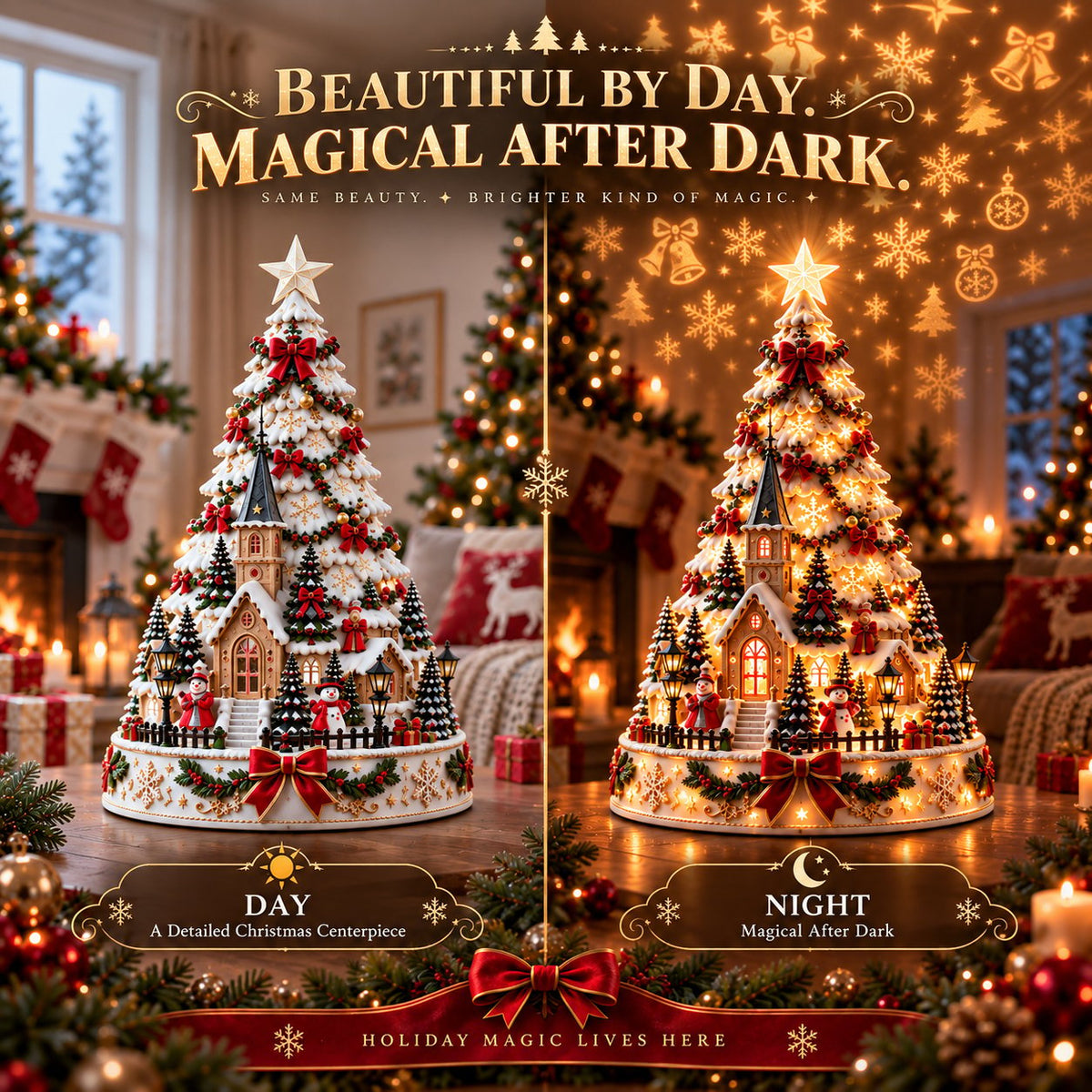 🌟Last day Promotion 🔥-🎄Christmas Village Lightscape Tree for Magical Holiday Decor 🏡