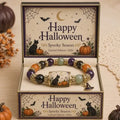⏰Last day Promotion 🔥-🎃 Halloween Beaded Bracelet – Black Cat & Pumpkin Charm Spooky Season Jewelry Gift