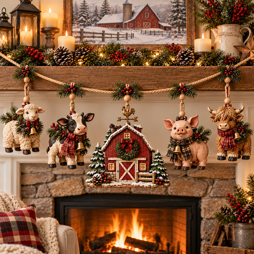 🐄 Christmas Farm Friends Hanging Mantel Garland
