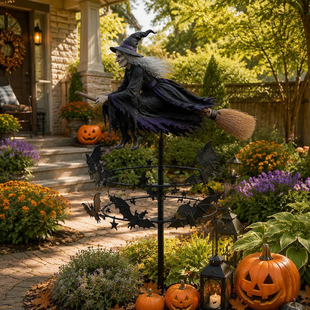 🦇 Holiday Celebration 50% OFF ✨-🧙‍♀️Enchanted Witch Garden Wind Spinner for Magical Halloween Yard 🎃