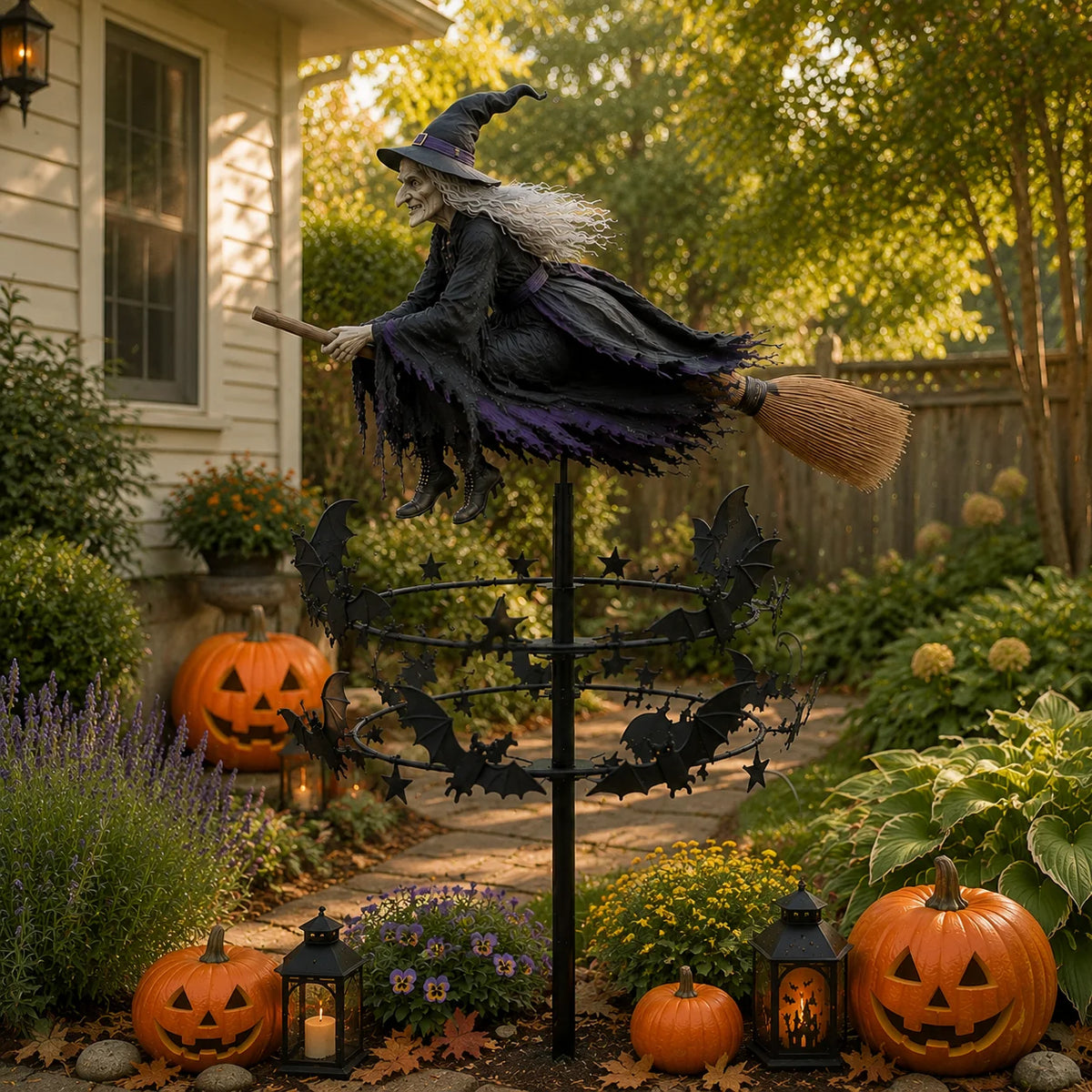 🦇 Holiday Celebration 50% OFF ✨-🧙‍♀️Enchanted Witch Garden Wind Spinner for Magical Halloween Yard 🎃
