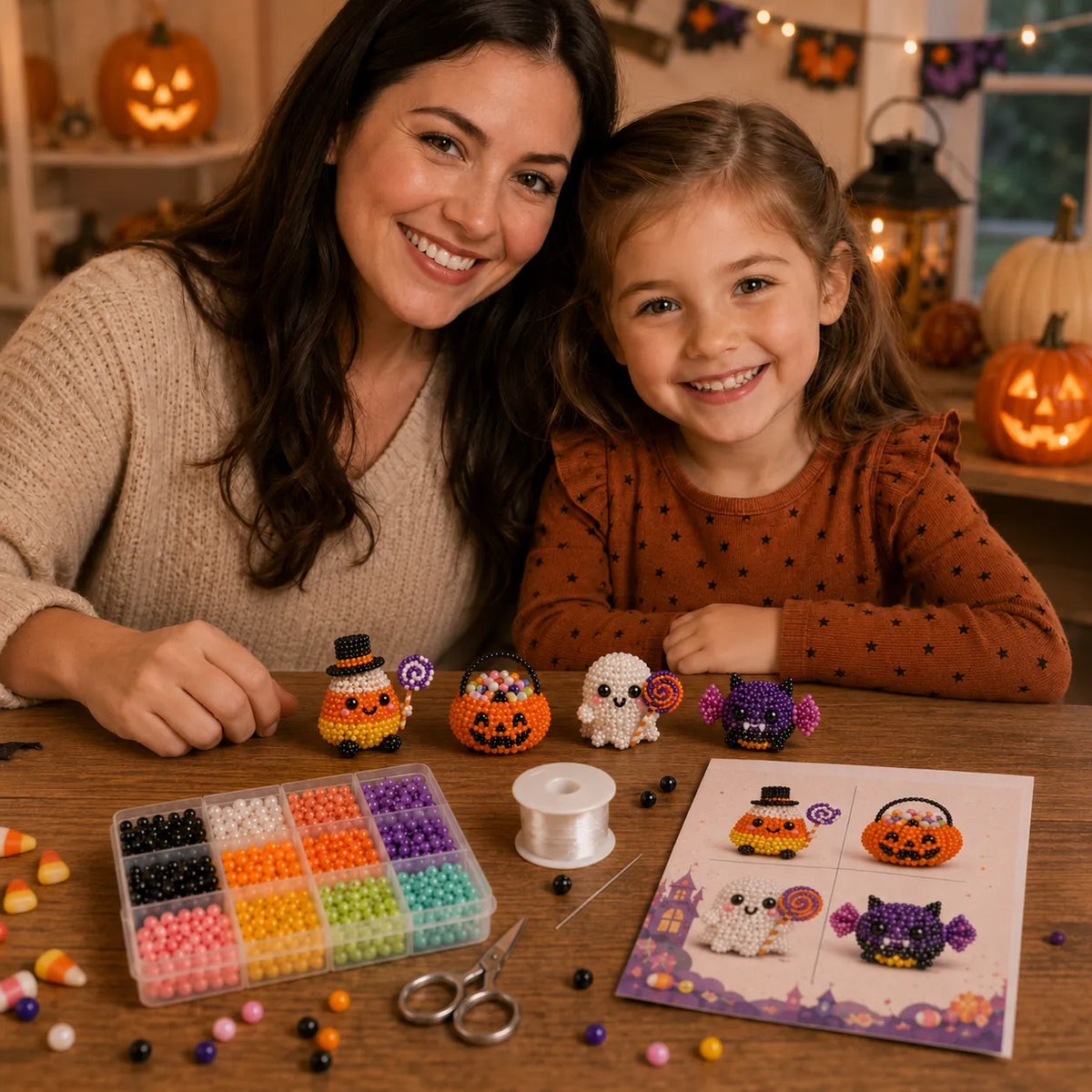 ⏰Last day Promotion 🔥-Halloween 3D Beaded Character Kit – 🎃Handmade Spooky Party Decorations