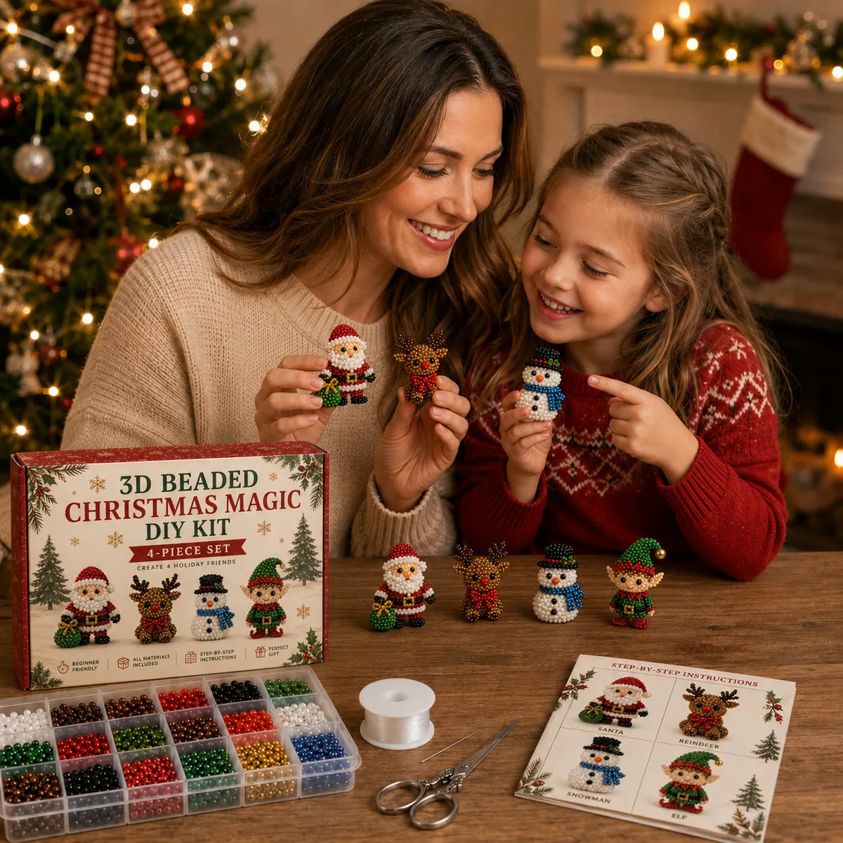 🔥Last Day 60% OFF -🎄Christmas Beaded DIY Ornament Kit – ✨3D Handmade Holiday Decorations & Creative Craft Set