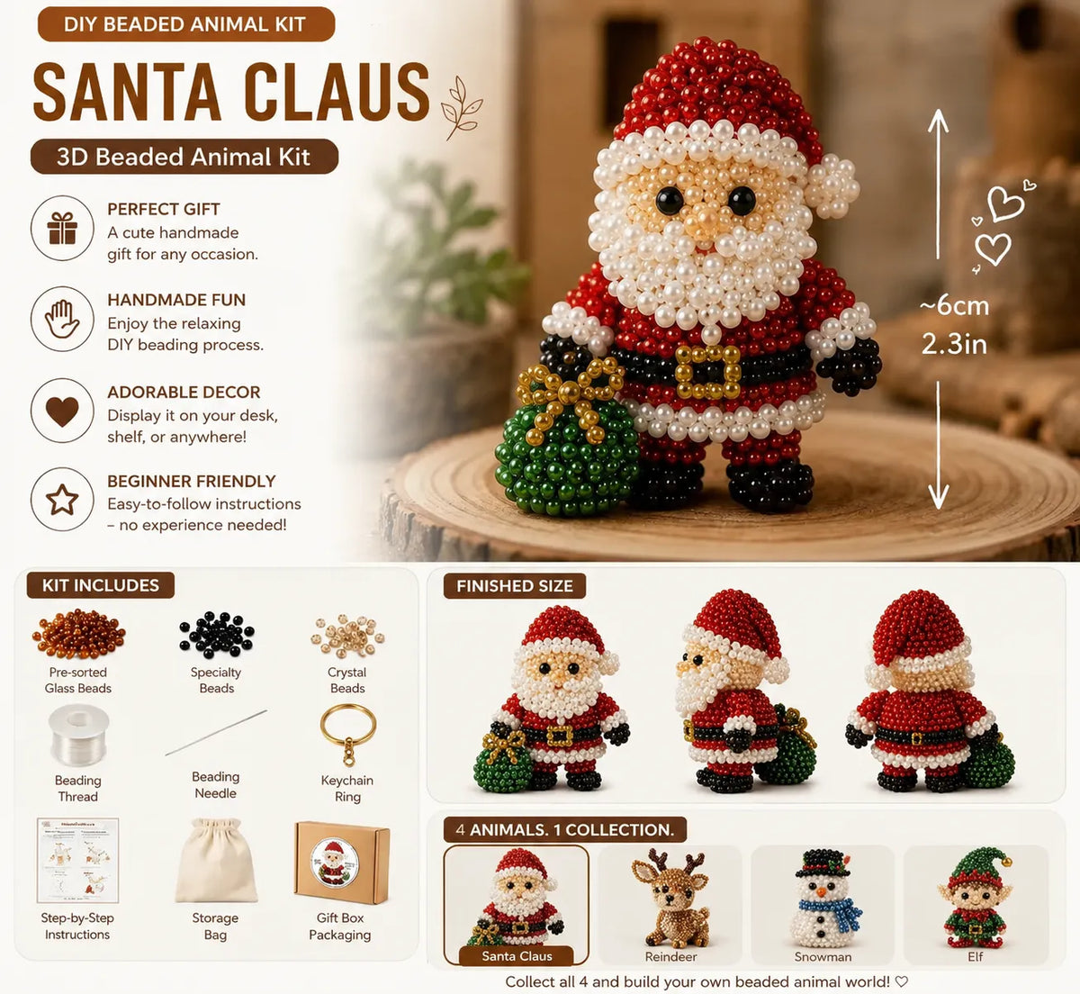 🔥Last Day 60% OFF -🎄Christmas Beaded DIY Ornament Kit – ✨3D Handmade Holiday Decorations & Creative Craft Set
