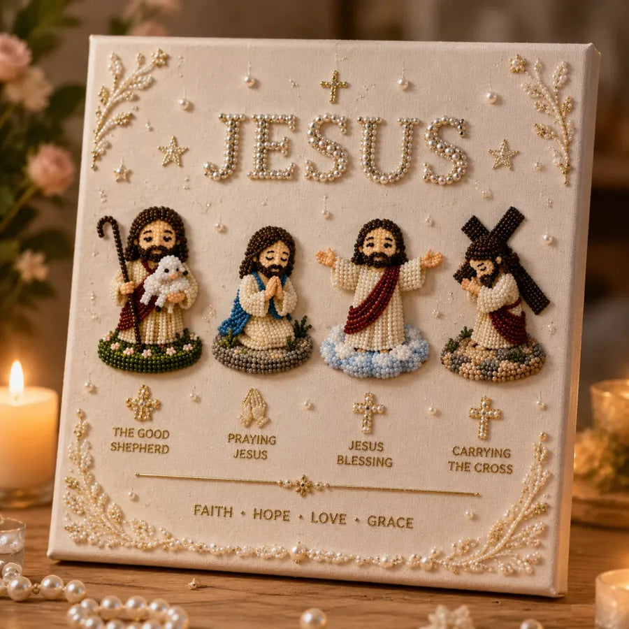 🔥 Last Day 75% OFF – ✝️DIY Jesus Pearl Art Kit – Faith-Inspired 3D Beaded Christian Wall Artwork
