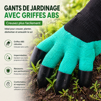 Gants de jardinage avec griffes ABS