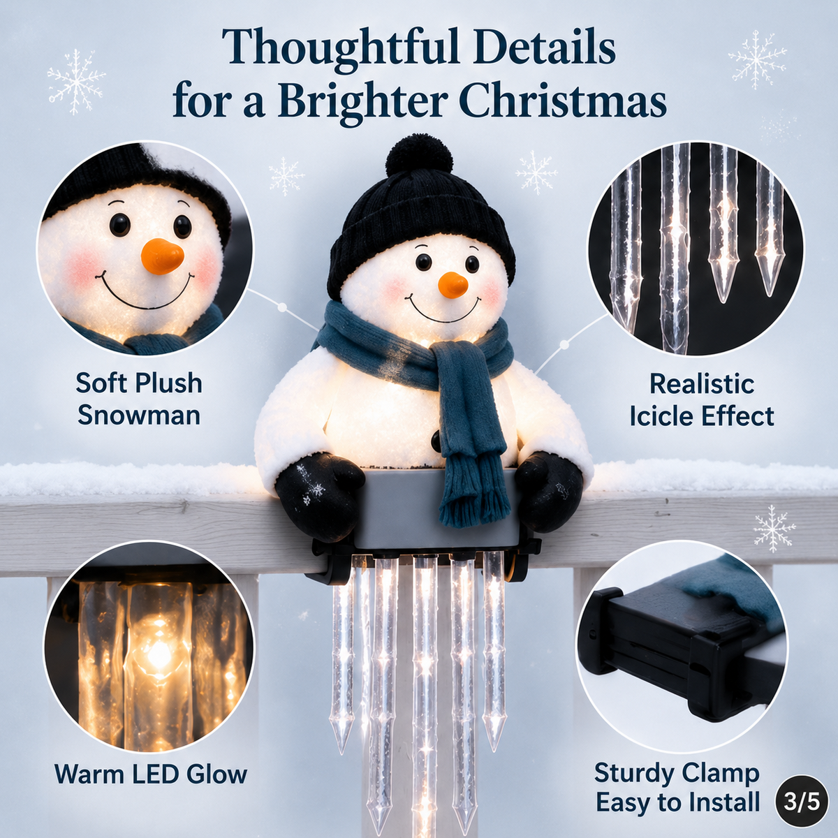 🤎Last day Promotion 🔥-⛄WinterGlow Snowman Icicle Lights for Magical Christmas Decor ✨