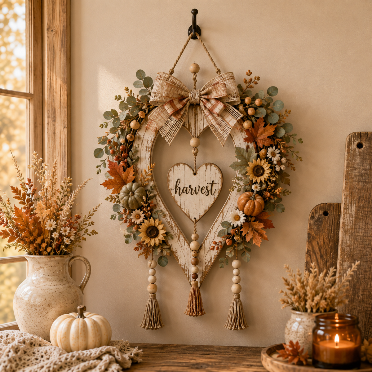 ⌛Last day Promotion🍂 -🌾Harvest Heart Farmhouse Wall Decor for Cozy Fall Charm & Rustic Home Style ✨