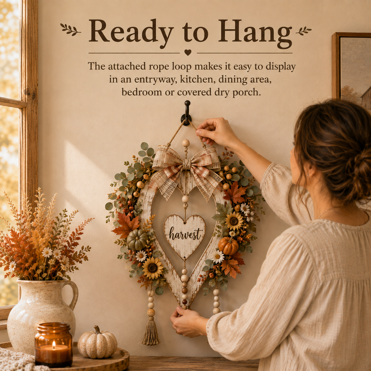 ⌛Last day Promotion🍂 -🌾Harvest Heart Farmhouse Wall Decor for Cozy Fall Charm & Rustic Home Style ✨