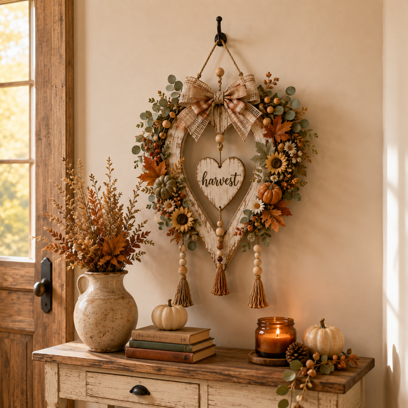 ⌛Last day Promotion🍂 -🌾Harvest Heart Farmhouse Wall Decor for Cozy Fall Charm & Rustic Home Style ✨