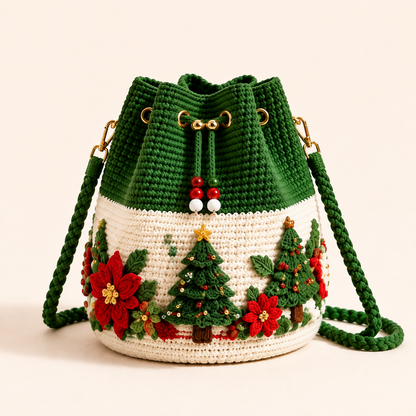 🎅Last Day 50% OFF✨-🎄Hand-Knitted Christmas Crochet Bucket Bag in 4 Festive Styles for Women 🎁