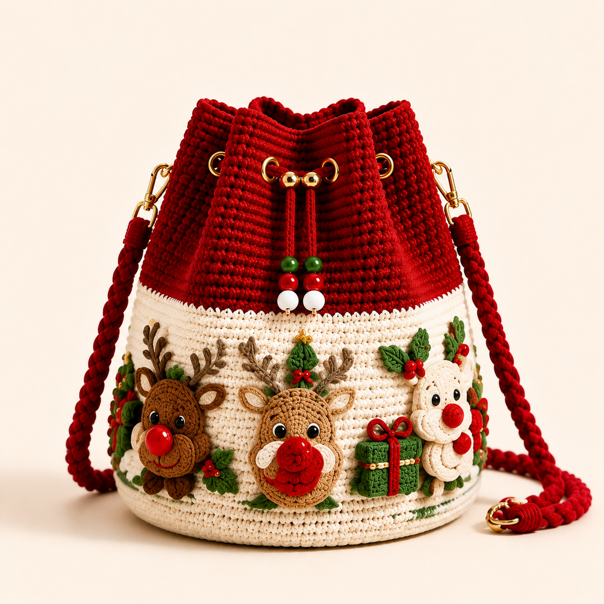 🎅Last Day 50% OFF✨-🎄Hand-Knitted Christmas Crochet Bucket Bag in 4 Festive Styles for Women 🎁