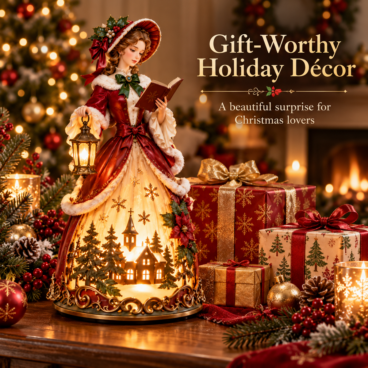 🏮 Holiday Celebration 50% OFF ✨- ❤️ Victorian Christmas Caroler Lady Lamp✨