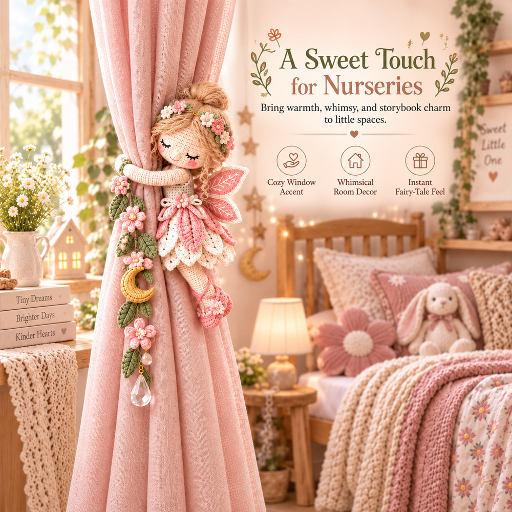 🧚Last day Promotion 🔥-🌸Whimsical Fairy Crochet Curtain Tiebacks for Magical Windows ✨