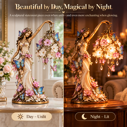 🌸 Last Day 50% OFF✨-🦋 Butterfly Lady Accent Lamp - Elegant Floral Goddess Light with Crystal Drops✨