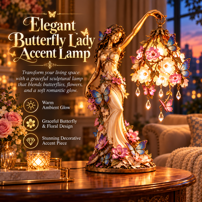 🌸 Last Day 50% OFF✨-🦋 Butterfly Lady Accent Lamp - Elegant Floral Goddess Light with Crystal Drops✨