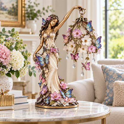 🌸 Last Day 50% OFF✨-🦋 Butterfly Lady Accent Lamp - Elegant Floral Goddess Light with Crystal Drops✨