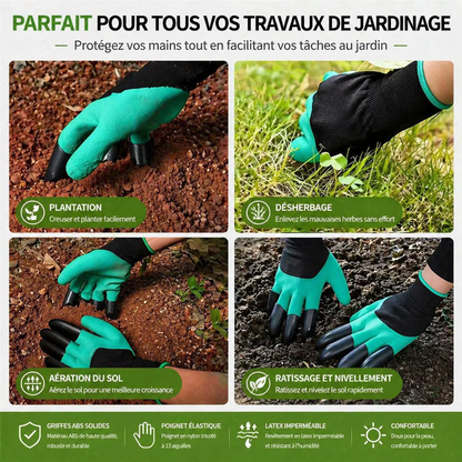 Gants de jardinage avec griffes ABS