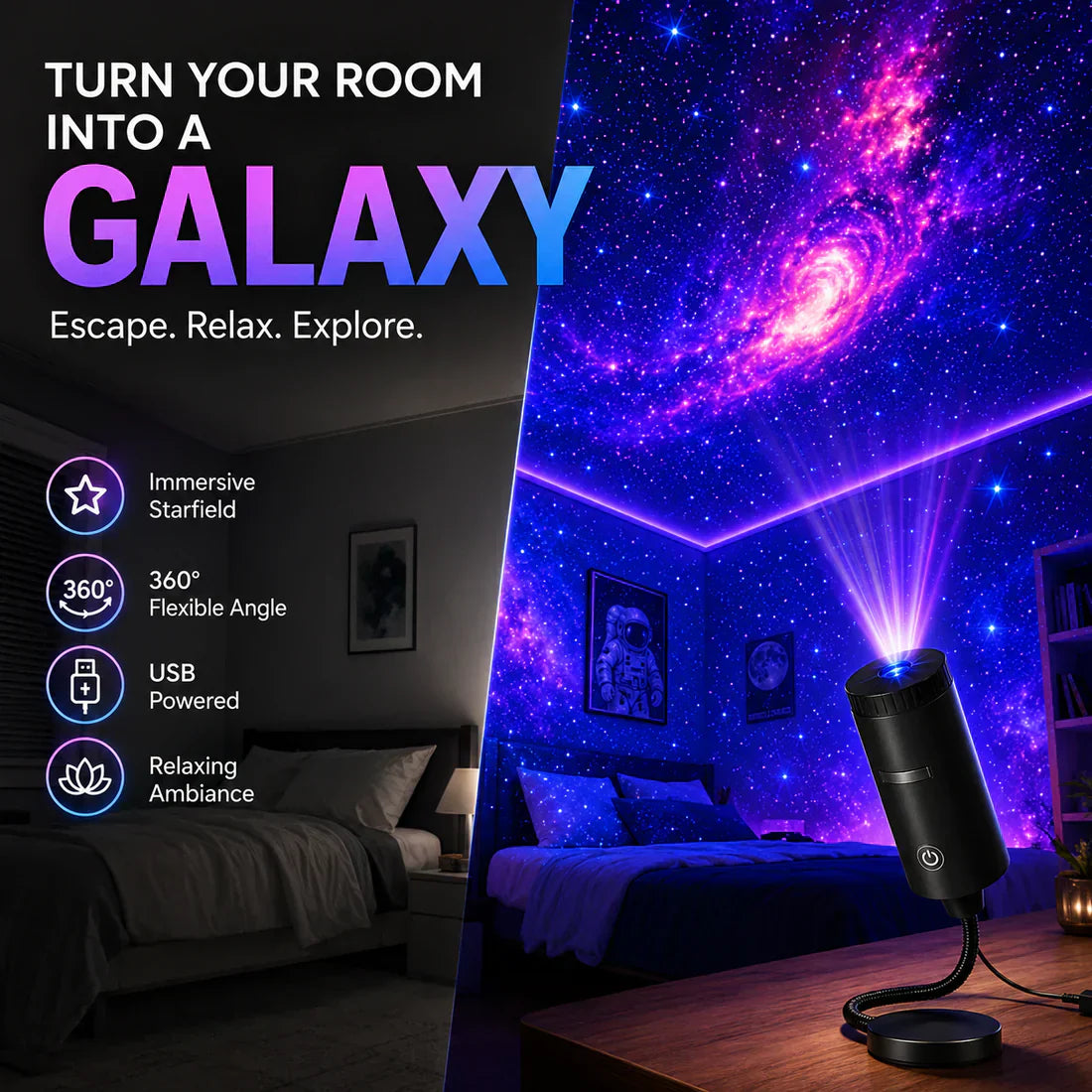 🔥 Last Day 50% OFF✨-Night Light Projector - Smart Holographic Star Projector