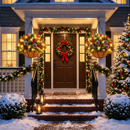 🎄 Last Day 50% OFF✨-🪴Pre-Lit Christmas Hanging Basket for Easy, Weather-Resistant Holiday Decor ✨