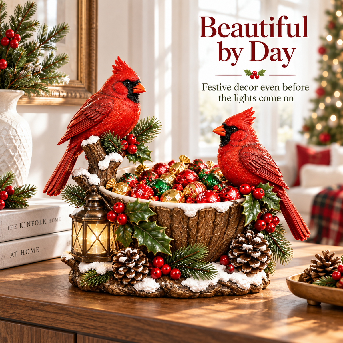 ❤️🎄 Cardinal Christmas Treat Bowl™ – Lighted Holiday Candy Bowl & Tabletop Decor