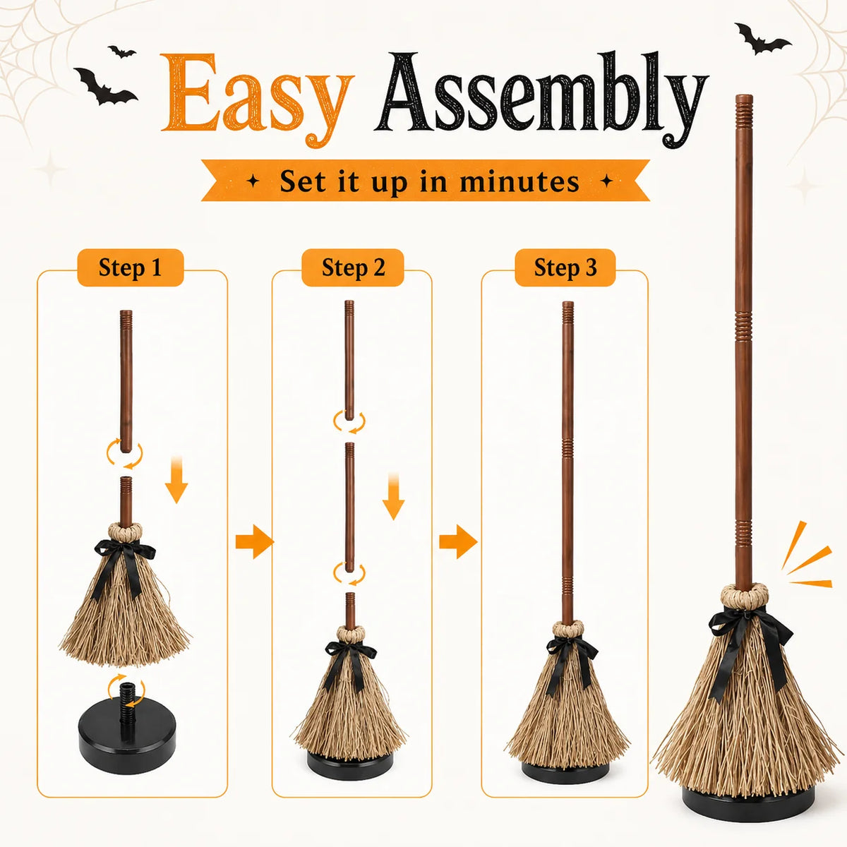 🎉Last Day 50% OFF✨-🧙‍♀️Animated Floating Witch Broom Halloween Decor with Touch-Activated Magic for Spooky Home & Party Ambiance🧹