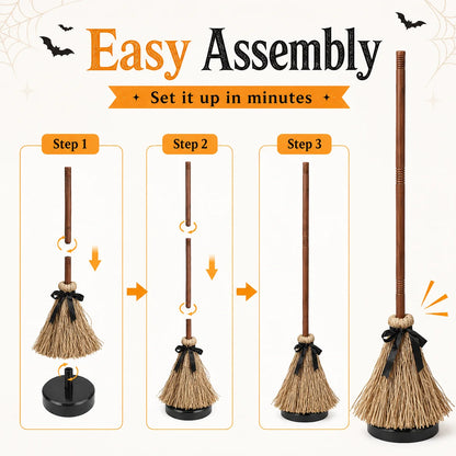 🎉Last Day 50% OFF✨-🧙‍♀️Animated Floating Witch Broom Halloween Decor with Touch-Activated Magic for Spooky Home & Party Ambiance🧹
