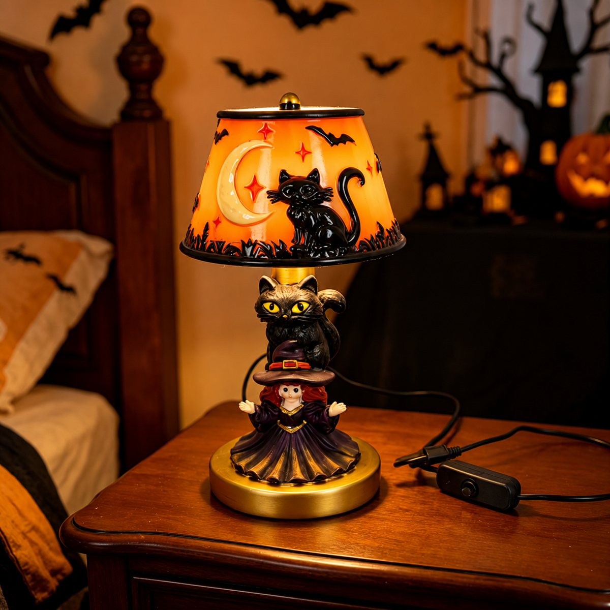🔥 Holiday Celebration 50% OFF ✨-🎃 Spooky Tiffany Pumpkin Ghost Bat Lamp for Cozy Halloween Desk Decor 👻✨