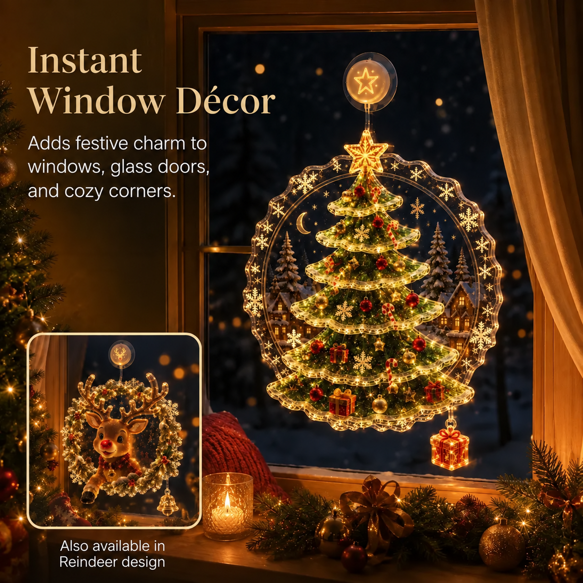 🔥 Last Day 50% OFF✨-🎄Lighted Christmas Window Decor with Warm LEDs🪟