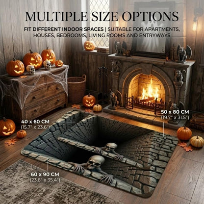 👻 Last Day 50% OFF✨-💀3D Skull Pit Halloween Rug with Creepy Skeleton Illusion for Spooky Home Decor 👻