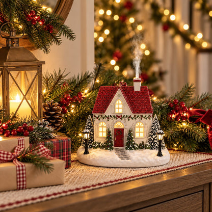 🎄 Christmas Village Aroma Diffuser – Light-Up Ceramic House with Chimney Mist