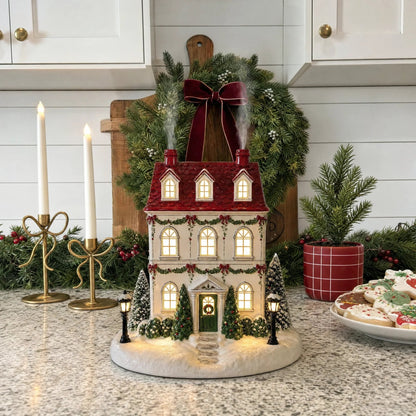 🎄 Christmas Village Aroma Diffuser – Light-Up Ceramic House with Chimney Mist