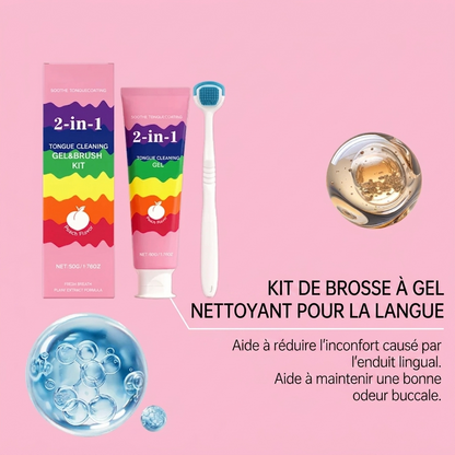 Kit de nettoyage de la langue 2-en-1 (aux extraits botaniques) — Rafraîchit l'haleine instantanément