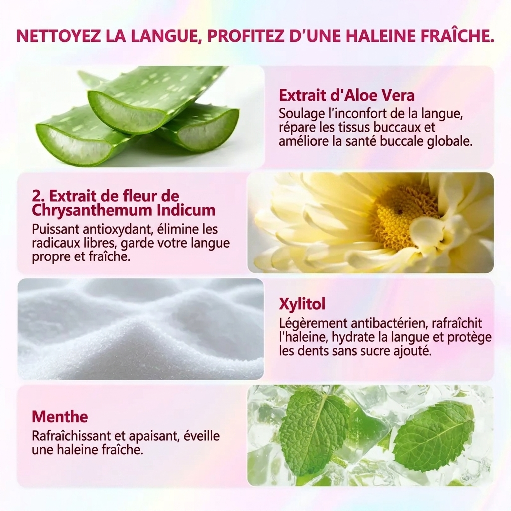 Kit de nettoyage de la langue 2-en-1 (aux extraits botaniques) — Rafraîchit l'haleine instantanément