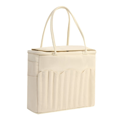 Large Canvas Yarn Storage Bag with Needle Pockets and Handle Crochet Knitting Accessories Birthday Gift for Craft Lovers