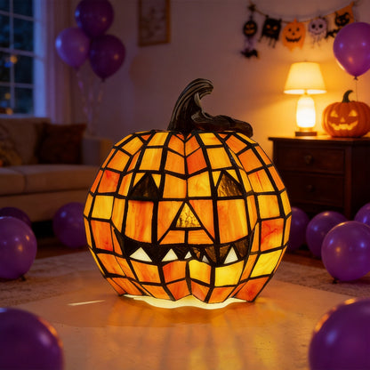💡 Last Day 50% OFF✨-🎃 Tiffany-Style Pumpkin Halloween Decor for Elegant Glow & Spooky Seasonal Home Ambiance 🕯️