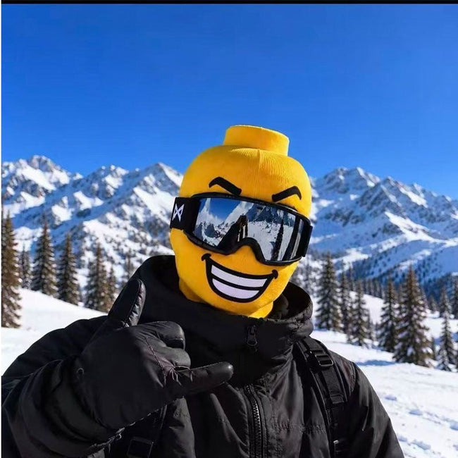 Yellow novelty ski mask with a big toothy grin