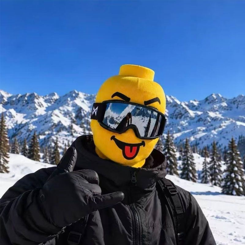 😂Fun Yellow Ski Mask — 4 Wacky Expressions 🎿
