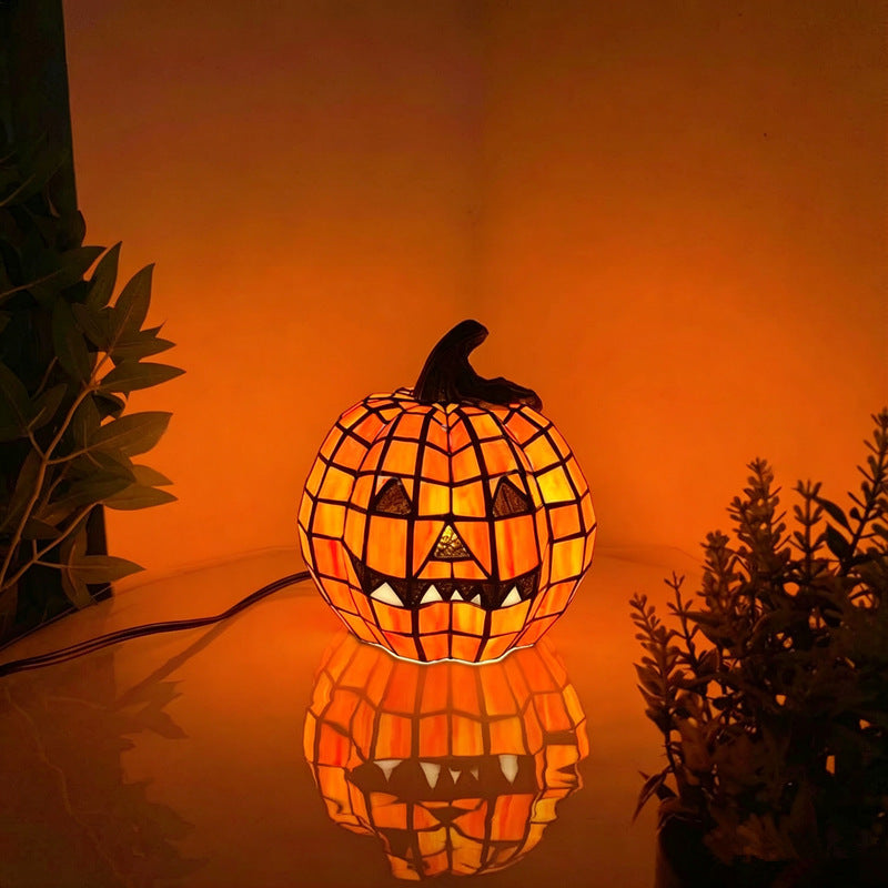 💡 Last Day 50% OFF✨-🎃 Tiffany-Style Pumpkin Halloween Decor for Elegant Glow & Spooky Seasonal Home Ambiance 🕯️
